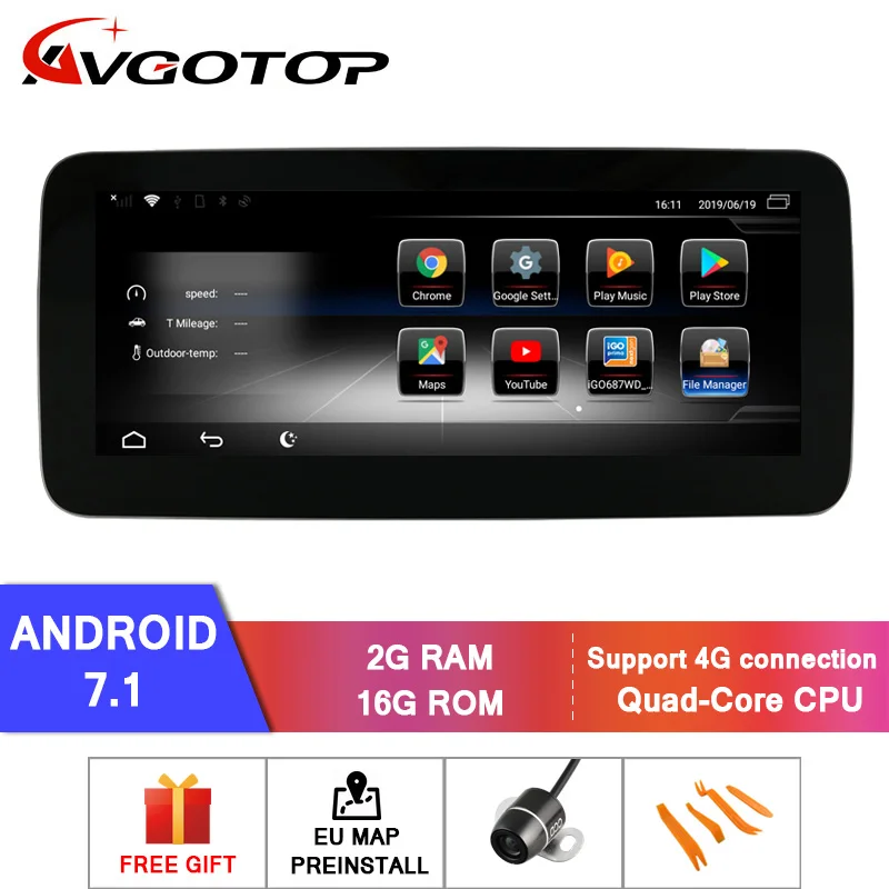 2GB 16GB ZC1001B AVGOTOP большой экран Android 7,1/Android 9 GPS автомобильный радиоприёмник dvd-плеер для MERCEDES-BENZ A-Class W176 2013-(NTG4.5) мультимедиа - Цвет: 2GB 16GB ZC1001B