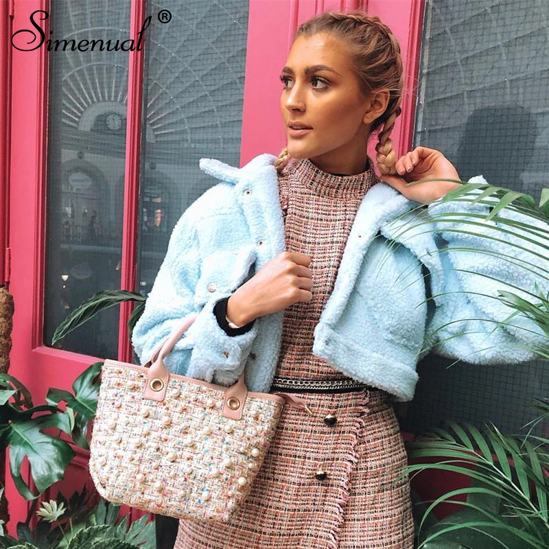 price reduction  Simenual Cozy Faux Lambswool Fleece Jackets Women Autumn Winter Warm Fashion Coats Long Sleeve Casu