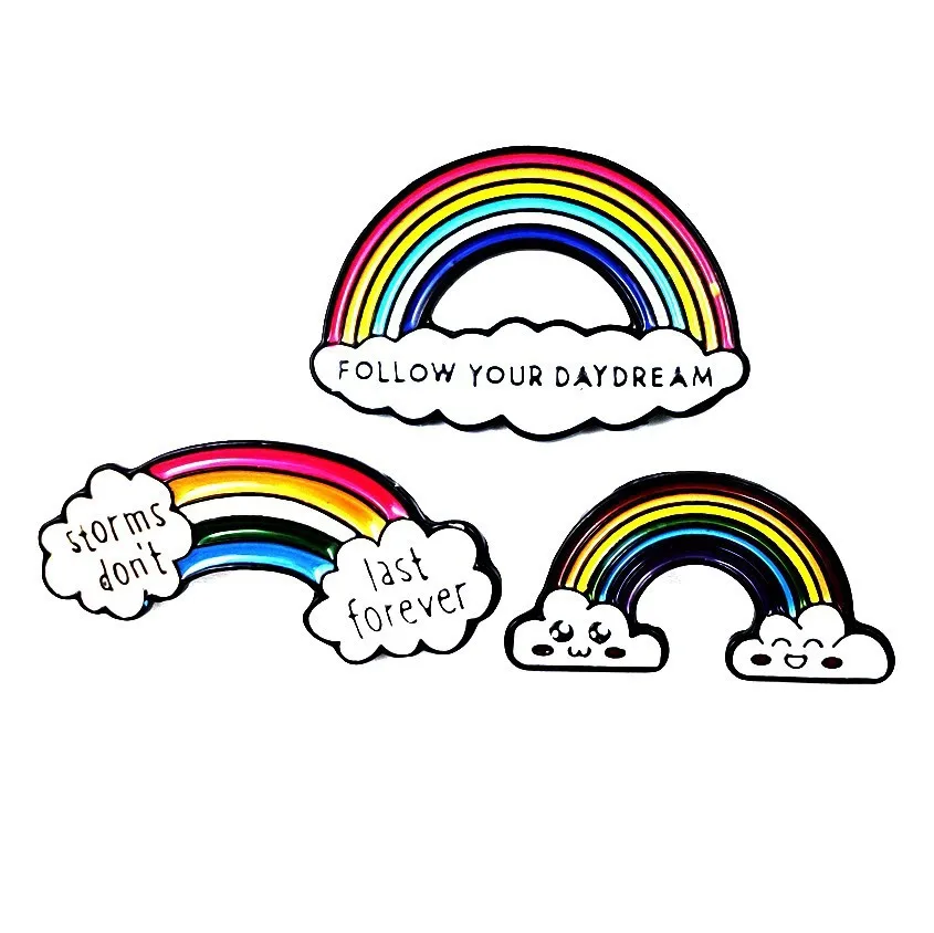 

Europe And America New Style Brooch Cartoon Mini Cute Cloud Colorful Rainbow Set Brooch Shirt Men And Women Accessories