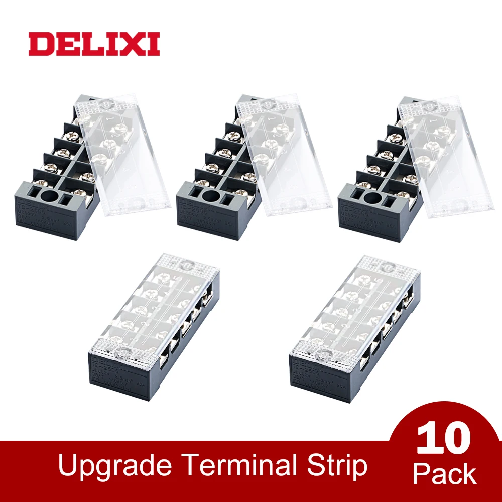 Клеммный блок DELIXI 600 В 25 А 5-позиционный барьер Электрический двухрядный винтовой