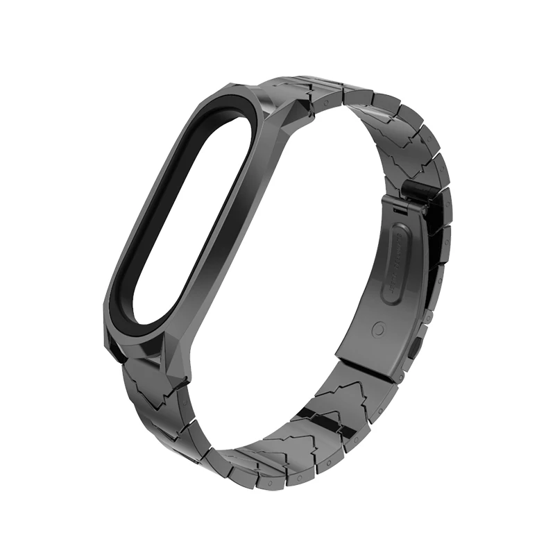 Mi jobs mi Band 4 металлический ремешок на запястье для Xiaomi mi Band 4 Безвинтовой браслет из нержавеющей стали mi Band 3 Смарт-часы браслет - Цвет: V Style Black