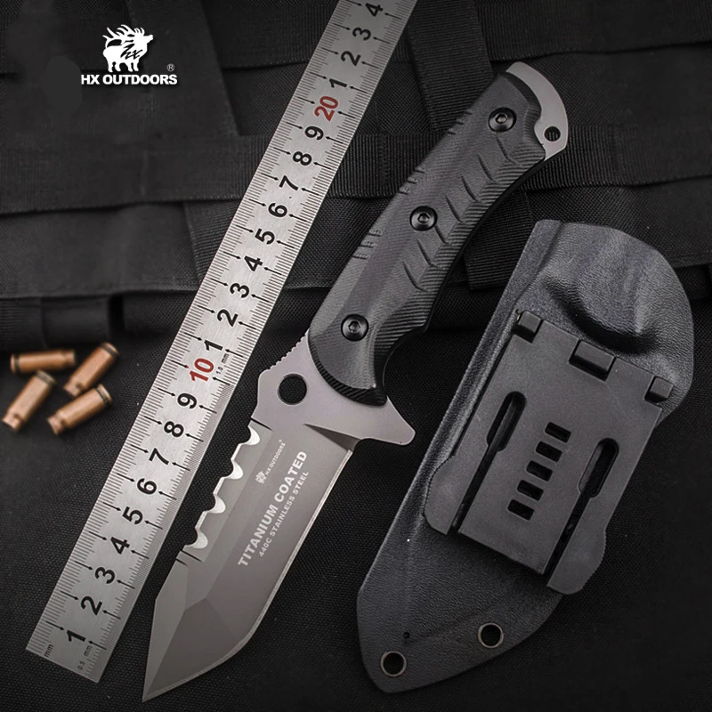 

HX OUTDOORS D-167 440C Blade K10 Handle Fixed Knife KYDEX Sheath Outdoor Survival Tactical Bushcraft Multitool Army Diving Knife