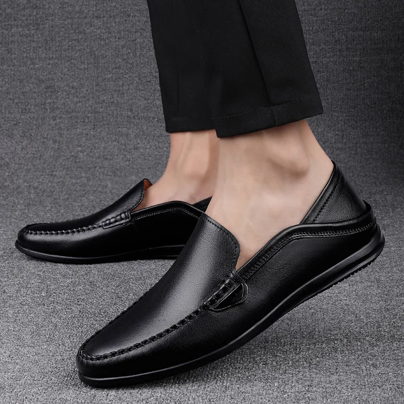 

Men's Casual Shoes Luxury Brand 2021 Leather Italian Loafers Men Moccasins Slip on Boat Shoes