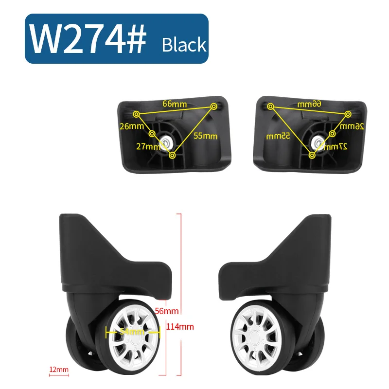 Чемодан Замена колеса ремонт фитинг чемодан тяга коробка оборудование Замена аксессуары 360 Универсальные ролики - Цвет: W274(2 Wheels)Black