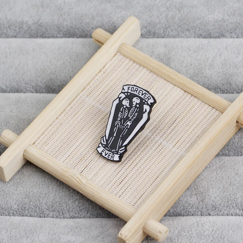 Wish Cross Border Hot Selling Brooch Forever Ever Forever Love Creative SKL Meal Black Coffin Clothing