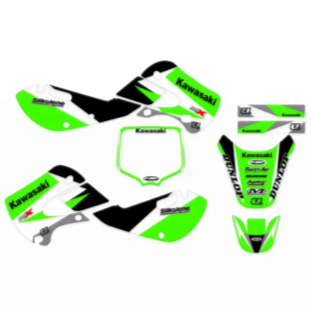 

New Full Graphics Decals Stickers Custom Number Name 3M Bright Matte Stickers Waterproof For Kawasaki KX65 2001-2014