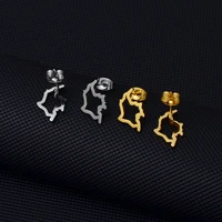 Anniyo 1.5cm Small Colombia Outline Map Stud Earrings of Colombian Jewelry Stainless Steel  #253221 2