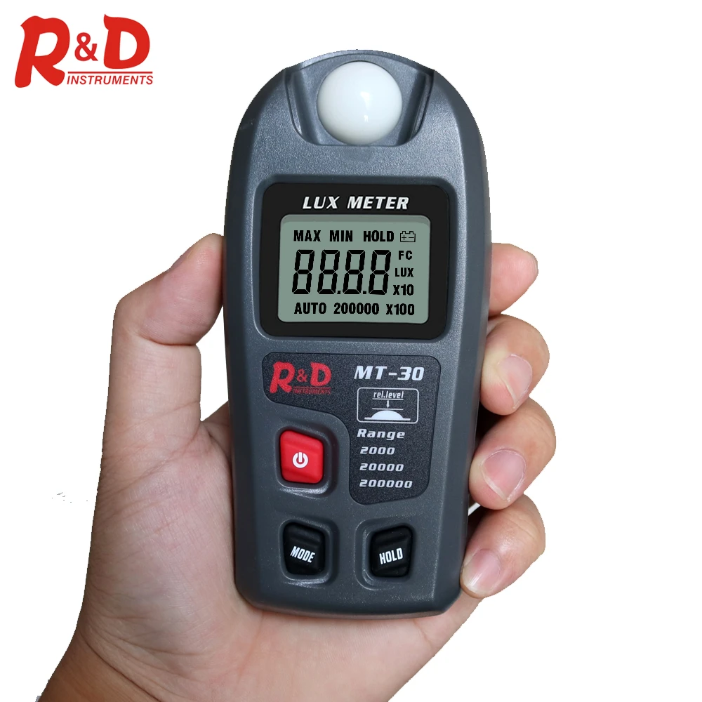 Range: 0.1~200,000 Lux and 0.01~20,000 Fc Digital Lux Meter,MT-30 Digital Luxmeter LCD Display Light Meter Environmental Testing Illuminometer