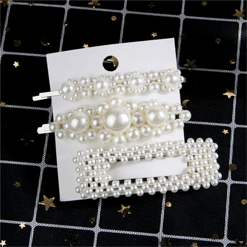 3PCS 5 1 комплект корейская мода твердые заколки для волос с жемчугом для женщин девочек шпильки заколки для волос модные аксессуары ручной работы для укладки волос подарки - Цвет: 3PCS 5