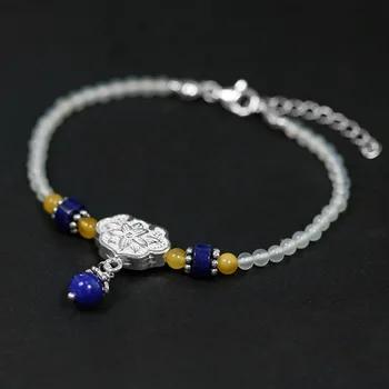

Acecare925 sterling silver jewelry wholesale handmade beaded agate bracelet female hand ornaments