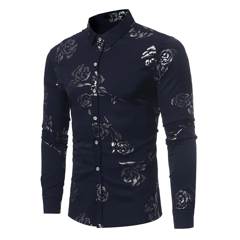 

Wholesale Men's Wear, Large Size British Rose Printed Long-sleeved Shirts, men shirts , men shirts 2020 , long sleeve shirt