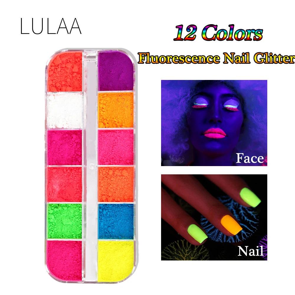 Фосфорный порошок LULAA 12 цветов блестящий для ногтей блестки ногтей|Блестки