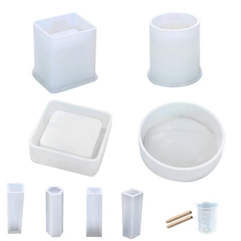 

Resin Silicone Mold 8 Pack Resin Art Molds Include Round,Square,Cylinder,Pendant,Silicone Molds For Concrete,Diy Coaster/Flower