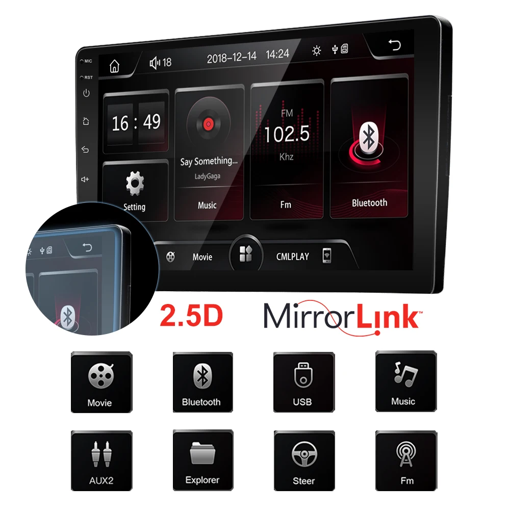 Camecho 2 din Car Radio 9 inch 2.5D Touch Car Multimedia MP5 Player Android IOS Mirror link Car Autoradio Stereo for Universal