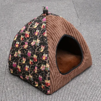 

Pet Dog Bed Soft Cushion Pet Small Yurt Shaped Cotton Thicken Cosy Winter Warm Dog Pad Cat House Mat(Black S 35*35*35)