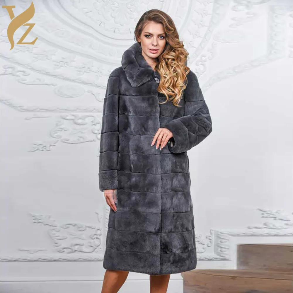 Length 110 sleeve 60 YZ. Мех кролика высокого качества женские большие размеры длинноворсовый мех кролика пальто толстая теплая верхняя одежда новая вся кожа природный натуральный мех - Цвет: Length 110 sleeve 60