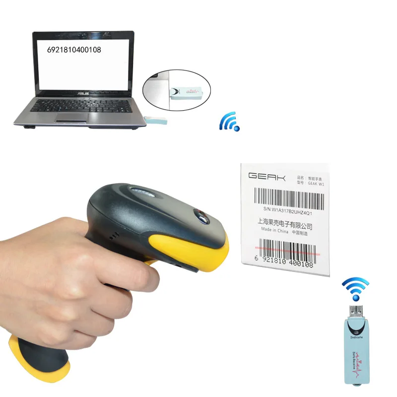 2,4 г беспроводной лазерный сканер штрих-кодов беспроводной Bluetooth 1D сканер штрих-кодов считыватель КПК сканер штрих-кодов сканер документов