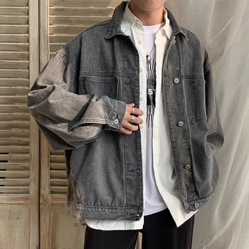 

EWQ / men's wear 2020 Spring new Black denim Jacket Trend Loose Work Clothes oversize Loose Coat for Male korean fashion 9Y1323