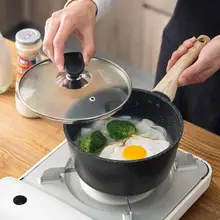 Бытовой утолщенный алюминиевый сплав кастрюля с деревянной ручкой кухонная посуда с антипригарным покрытием молоко суп горшок с крышкой плита