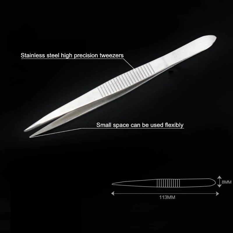 4Pcs/Set Precision Tweezers Stainless Steel Thick Electronics Forceps Eyebrow Tweezers Anti-Skid Makeup Repair Multi Tools