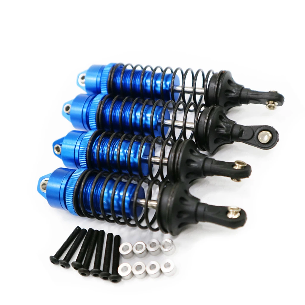 Assembled Aluminum Front & Rear Shocks Absorber Parts for 1/10 RC Car Traxxas Slash 2WD, 4 Pieces - Blue