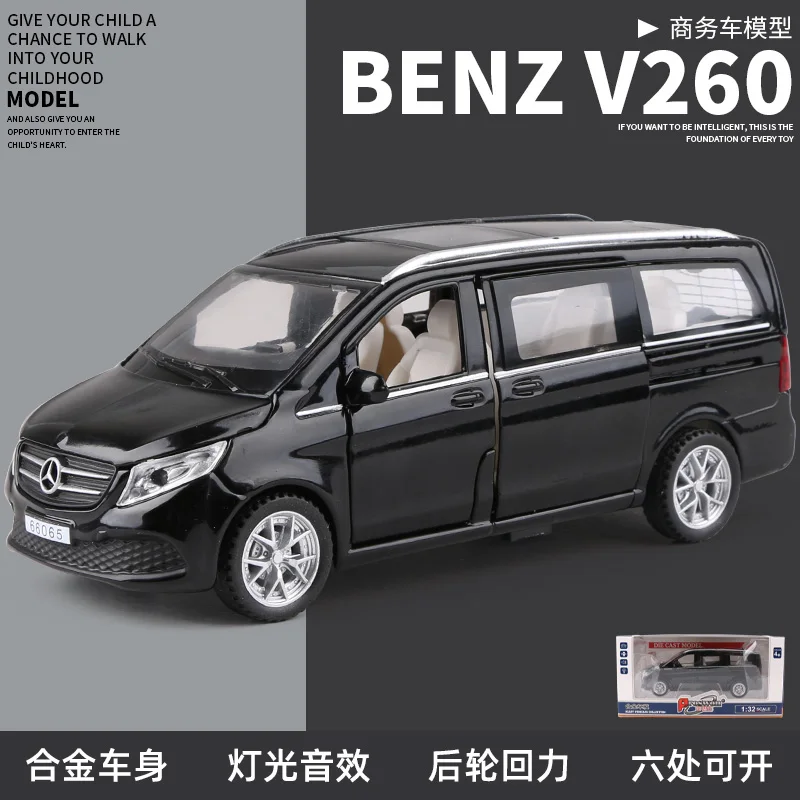 1 32 Cav1:32 Mercedes-benz V260 Diecast Model Car - Sound & Light Pull  Back, Alloy Collectible