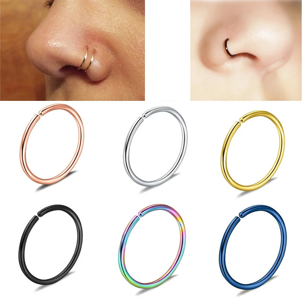 Surgical Steel Septum Clicker Nose Ring Hinge Segment Ear Tragus Ring