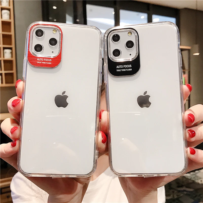 

High quality transparent phone case for iphone X XS XR XS MAX 6 6S 7 8 PLUS soft silicone TPU metal protection ring cover