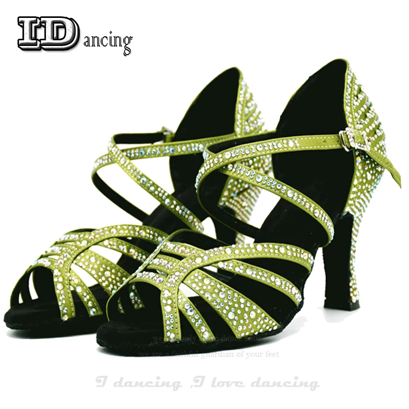 Latin Shoes Dance Shoes Girls Dance Jazz sneakers Ballroom Latin Dance Shoes Salsa Dance Shoes Women Sexy Green JuseDanc