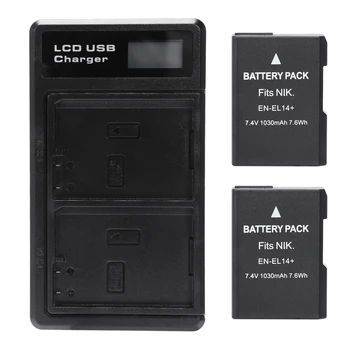 

HOT-2 Pcs En-El14 Battery And Lcd Dual Battery Usb Charger For Nikon D5500, D5300, D5200, D5100, D3400, D3300, Df Dslr, Coolpix