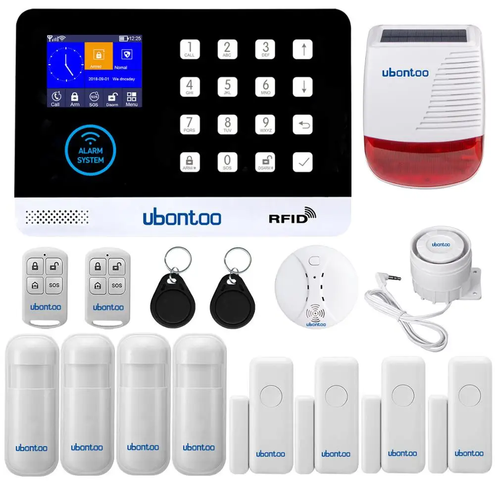 UB103-D Ubontoo Многоязычная wifi GSM домашняя охранная сигнализация детектор движения приложение контроль пожарный детектор дыма Сигнализация - Цвет: UB103-D