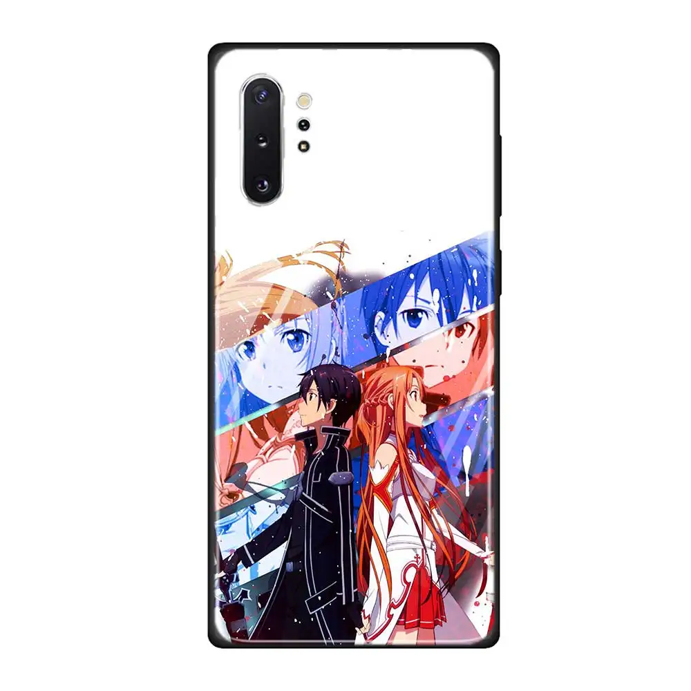 T12 Чехол для телефона из закаленного стекла для Samsung Galaxy S10 S10E S9 S8 Note 9 10 105G Plus A50 A30 TPU Мягкий край чехол Sword Art онлайн SAO - Цвет: T12