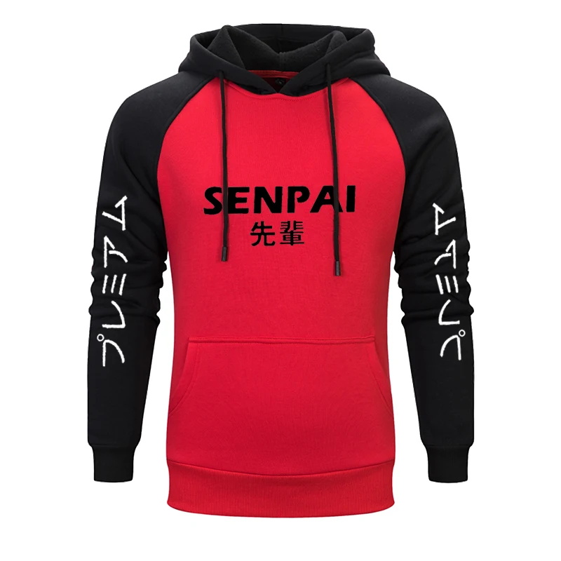 

2019 New Winter Japanese Streetwear SENPAI Printing Fleece Men's Pullover Hoodies Hip Hop Thin Sweatshirt Hoodie Sudadera Hombre