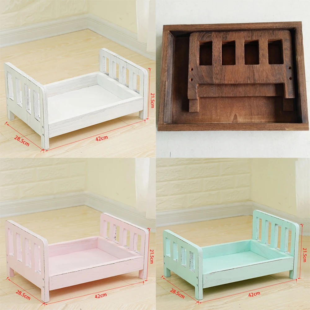 LOOZYKIT Newborn Photography Props Posing Wood Bed Baby Photography Props Photo Studio Crib Props For Photo Shoot Posing Sofa