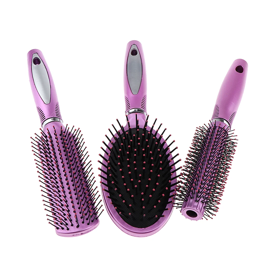 Stylish 3Pcs 3 types Dense Hairbrush Set Portable for Detangling Styling hair and Scalp Massage, Great for Extensions and Wigs