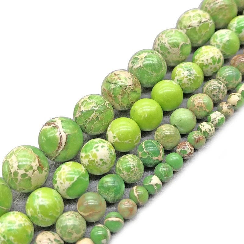 Natural Green Imperial Stone Beads Emperor Jaspers For Jewelry Making DIY Bracelet Necklace 4 6 8 10 12mm 15&quot Strand | Украшения и