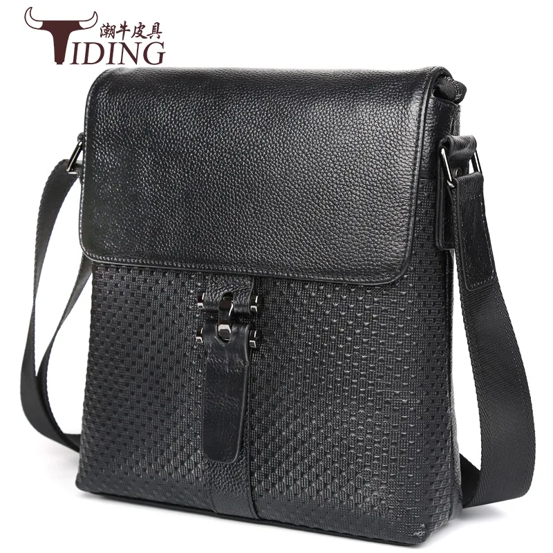 

Tiding Men 100% Full-grain Leather Embossed Shoulder Bag Shoulder Bag Small Shoulder Bag Fashion Men's Bag 1034