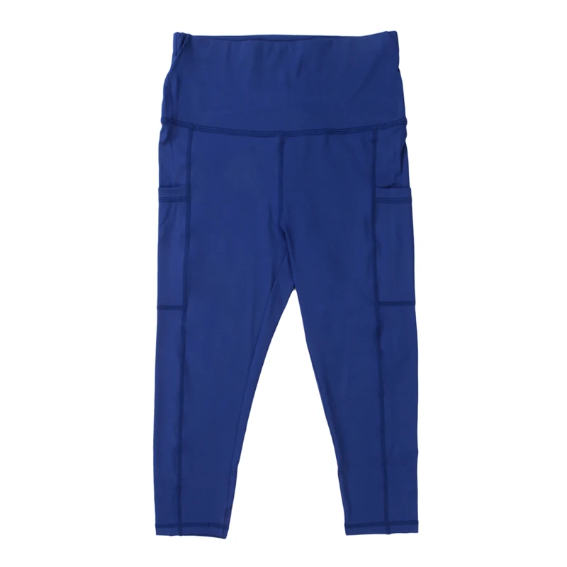 Navy Blue Женские Штаны Для Йоги, леггинсы с эластичными карманами, для фитнеса, спортзала, бега, до середины икры, штаны, Леггинсы для йоги - Цвет: Navy Blue