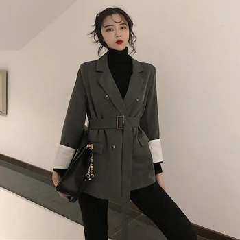 

Blaser Femme Double-breasted Suit Jacket Chic Style 2020 Spring Autumn Fashion Street Outwear Blazers
