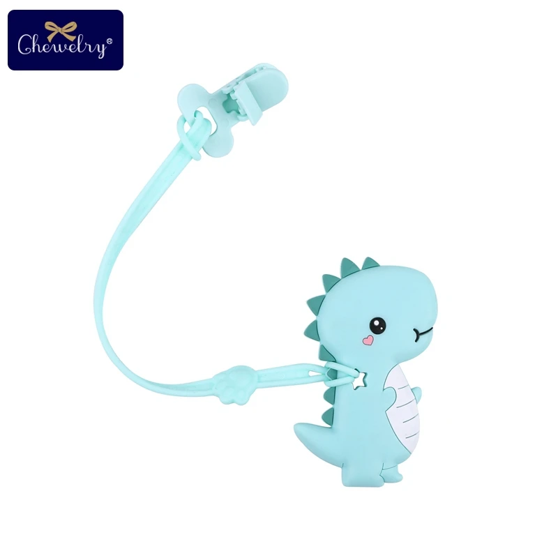 Mint Dinosaur 1 шт., силиконовая соска с цепочками, детский прорезыватель, прорезыватель, грызун, силиконовые бусины, подвеска, единорог, лиса, зубы для кормления, игрушки для детей - Цвет: Mint Dinosaur
