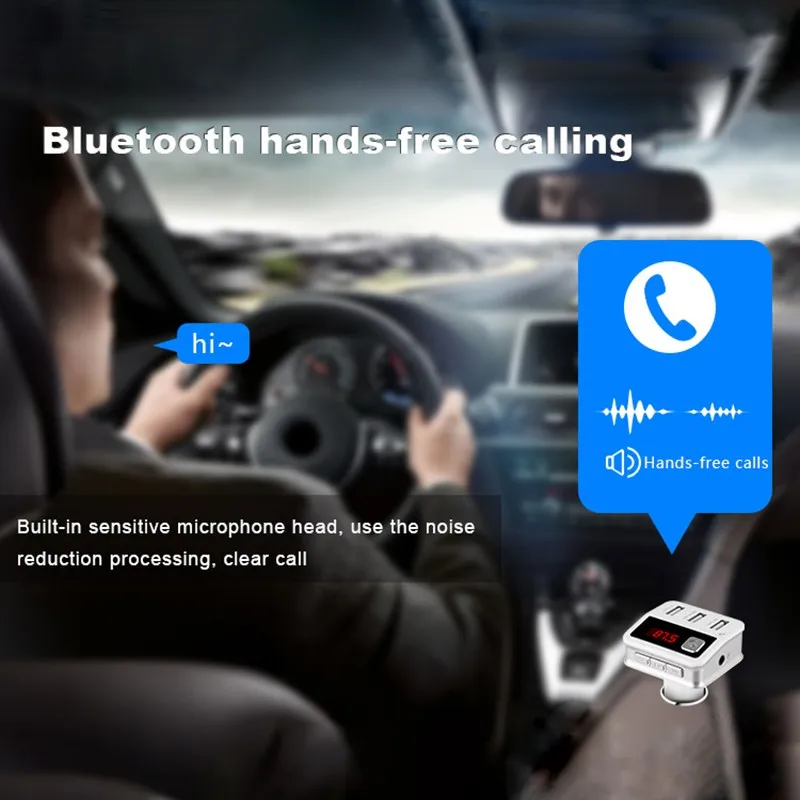 BC12 автомобильный fm-передатчик Bluetooth беспроводной три USB стерео MP3-плеер аудио эквалайзер Быстрая зарядка U дисковый ридер громкой связи