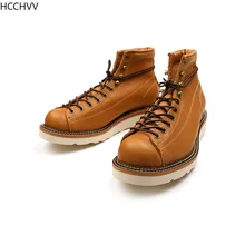 Мужская повседневная обувь; сезон весна-зима; рабочие ботинки из натуральной кожи с круглым носком; Goodyear-Welted; винтажные мотоботы в стиле милитари; Новинка 9116 года