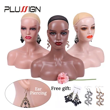 

Plussign Realistic Half Body Double Shoulder Pvc Training Mannequin Heads For Display Wigs Hat Jewelry Practice Model Head