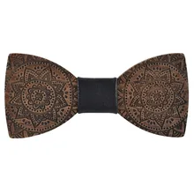 Ручной работы деревянный галстук-бабочка мужской унисекс модный костюм свадебный классический модный Высококачественный Изысканный принт резьба по дереву галстук-бабочка подарки