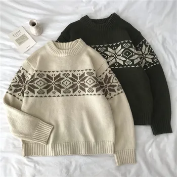 

2 colors Women knitted Sweater Autumn and winter korean style female christimas snow Sweaters and pullovers womens (C9613)