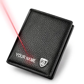 

Free Engraving Name Small Size Men Wallets Genuine Leather Wallet Women Credit Card Holder Mini Wallet