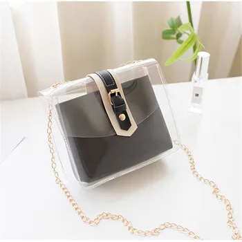 

Fashion Women PVC Transparent Bag Summer Clear Bags For Woman 2020 Korean Version Chain Jelly Pack Crossbody Bags Purse Female