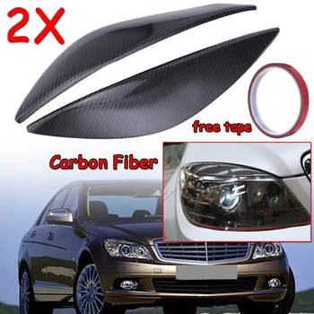 

2x Real Carbon Fiber Car Headlight Eyebrows / Eyelids For Mercedes For Benz W204 C180 C200 C300 C350 C63 2008-2011 1011026