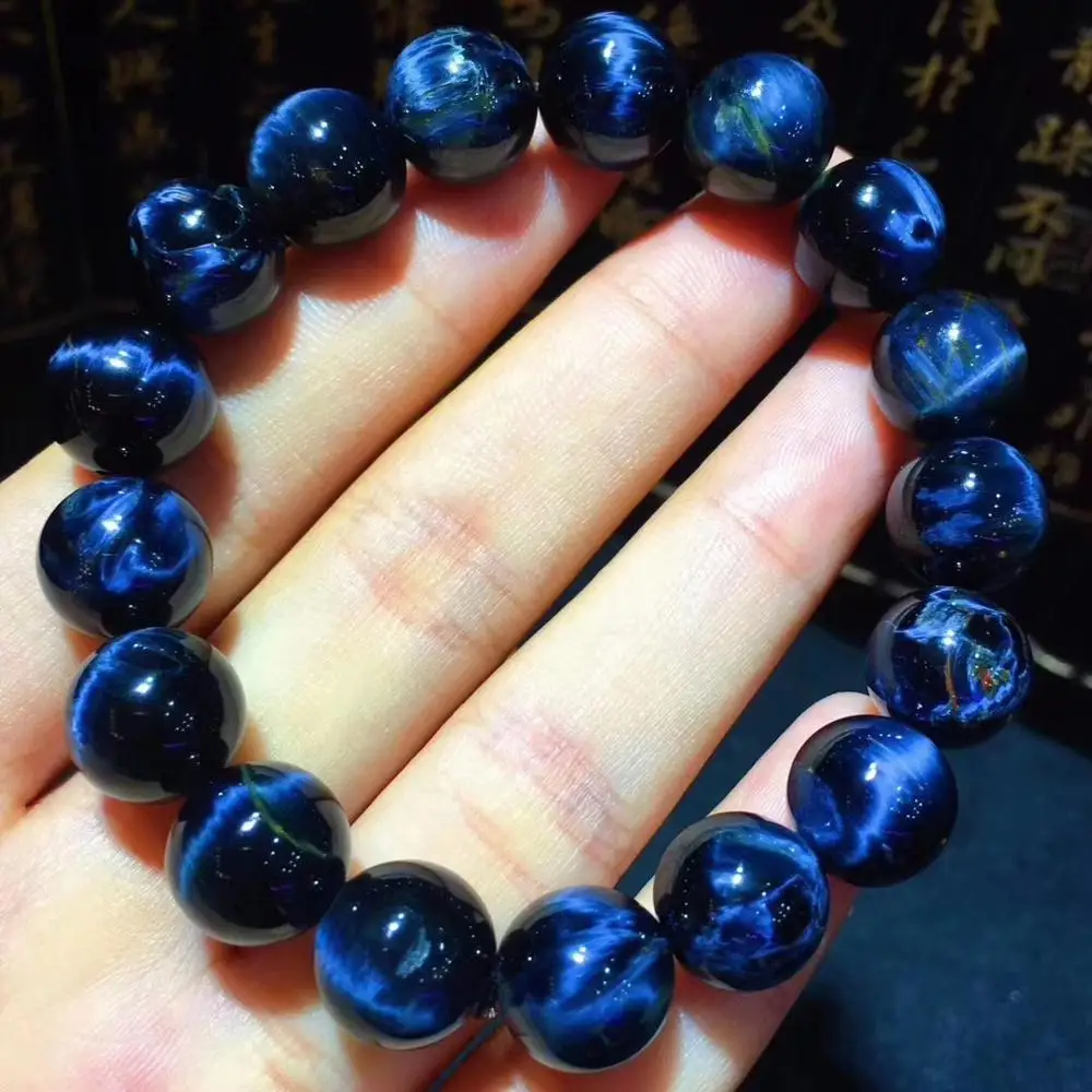 

11.8mm Natural Blue Pietersite From Namibia Gemstone Round Beads Bracelet Stretch Healing Stone Jewelry Gift AAAAA Certificate