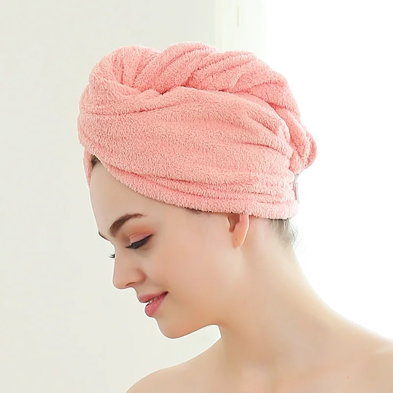SINSNAN микрофибра Твердые быстро тюрбан сухие волосы полотенца для женщин девочек Мягкие плотные супер абсорбент шапочки для ванной, душа макияж шляпа - Цвет: Красный